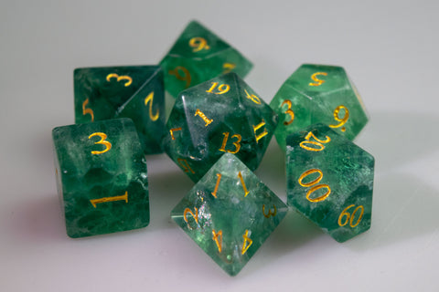Green Fluorite Dice Set of Intellect
