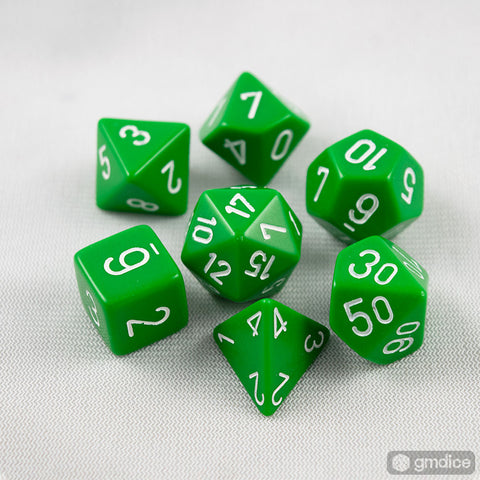 Chessex Opaque Polyhedral Green/white 7-Die Set