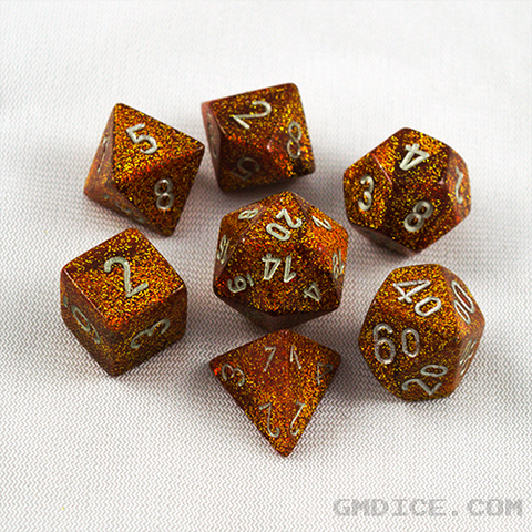 Set of 7 Chessex Glitter Gold/silver RPG Dice