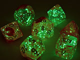 Set of 7 Chessex Gemini Clear-Pink with White Luminary RPG Dice