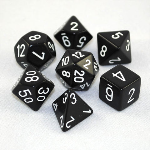 Chessex Opaque Polyhedral Black/white 7-Die Set