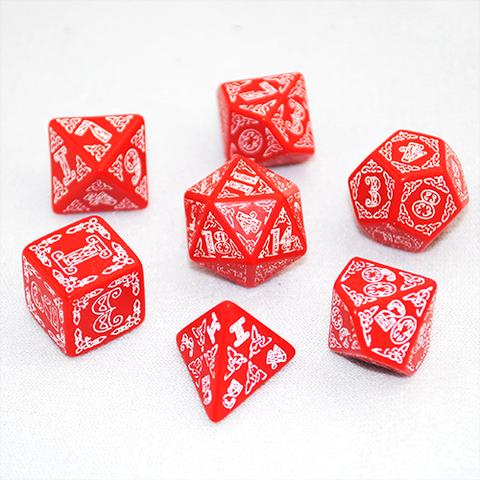 Red and White Celtic Dice Set