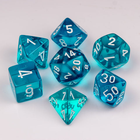 Chessex Translucent Polyhedral Teal/white 7-Die Set