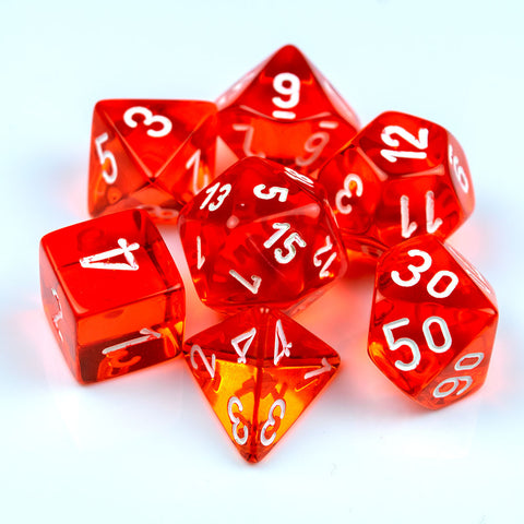 Chessex Translucent Polyhedral Orange/white 7-Die Set