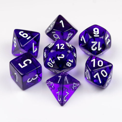 Chessex Translucent Polyhedral Purple/white 7-Die Set