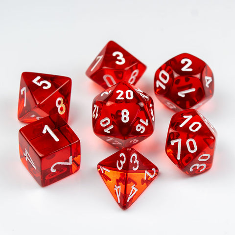 Chessex Translucent Polyhedral Red/white 7-Die Set