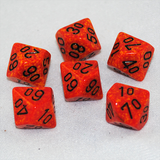 Speckled Fire D100, 10 Sided Dice