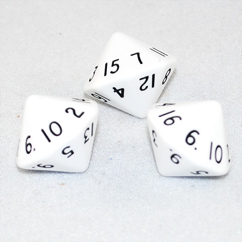 Opaque White 16 Sided Dice, D16 – GMDICE