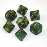 Set of 7 Speckled Golden Recon Dice