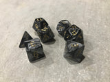Set of 7 Chessex Lustrous Black/gold RPG Dice
