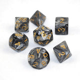 Set of 7 Chessex Lustrous Black/gold RPG Dice