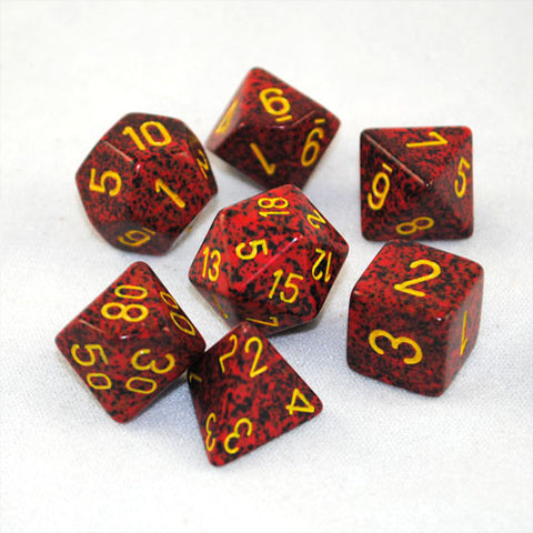 Set of 7 Speckled Mercury Dice