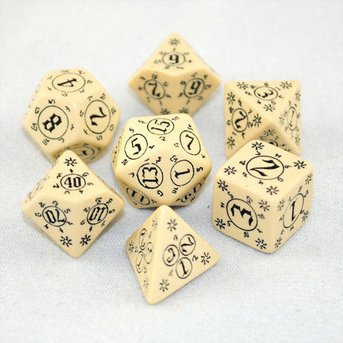 Pathfinder Rise Of The Runelords Dice Set - 7-Piece, Beige & Black, With Thassilonian Runes