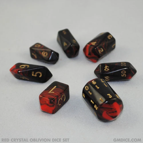 Jeu De Dés RPG REBEL En Cristal Rouge - 7 Dés Acryliques Transparents, équilibrés, Pour Jeux De Rôle
