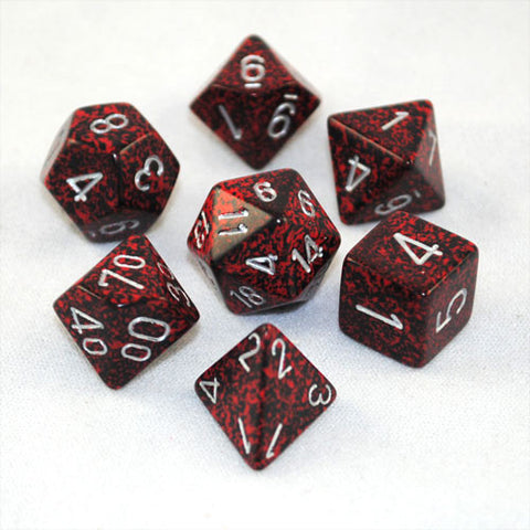 Set of 7 Speckled Silver Volcano Dice