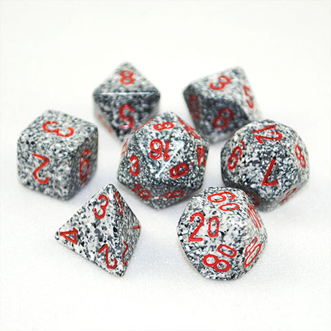 Set of 7 Speckled Granite Dice