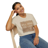 T-Shirt — "Will Work for Loot" Cardboard Sign Gaming Tee