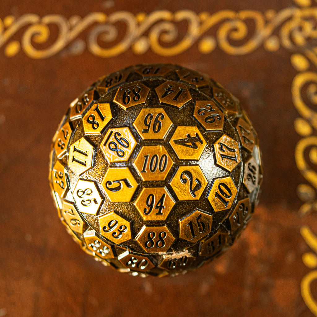 D100 Dungeons & Dragons Metal Tabletop Dice | 100 Sided Bronze Die for ...