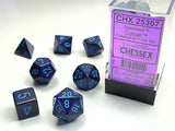 Set of 7 Speckled Cobalt Dice