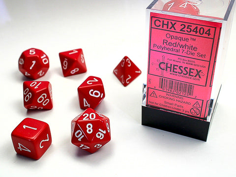 Chessex Opaque Polyhedral Red/white 7-Die Set