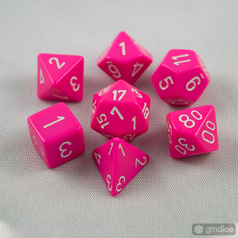 Chessex Opaque Polyhedral Pink/white 7-Die Set