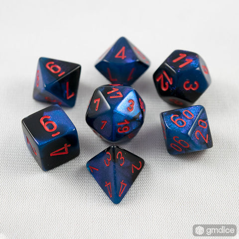 Set of 7 Chessex Gemini Black-Starlight with Red RPG Dice