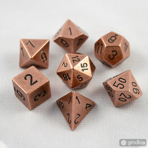 Set of 7 Chessex Metal Copper RPG Dice