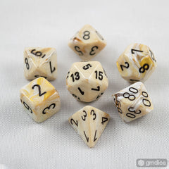 Set of 7 Chessex Marble Ivory/black RPG Dice