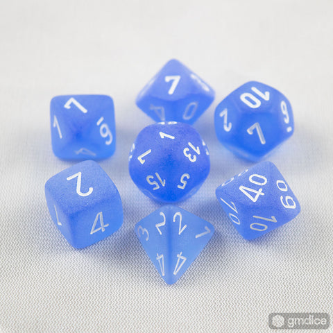Set of 7 Chessex Frosted Blue/white RPG Dice