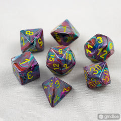 Set of 7 Chessex Festive Mosaic/yellow RPG Dice