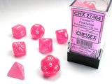 Set of 7 Chessex Frosted Pink/white RPG Dice