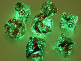 Set of 7 Chessex Nebula Copper Matrix with Orange Luminary RPG Dice