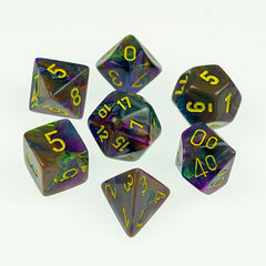 Set of 7 Chessex Rio/yellow RPG Dice