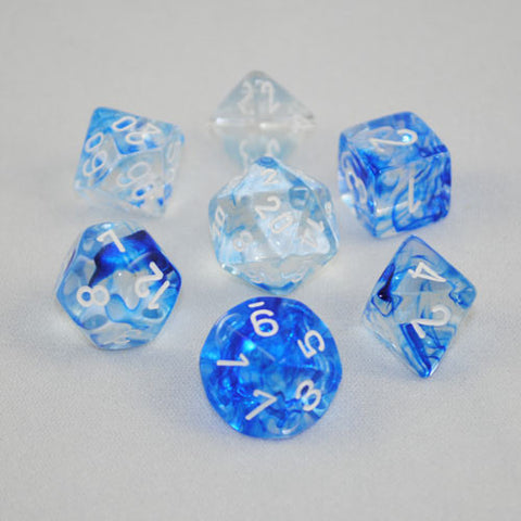 Set of 7 Chessex Nebula Dark Blue/white RPG Dice