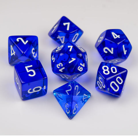 Chessex Translucent Polyhedral Blue/white 7-Die Set