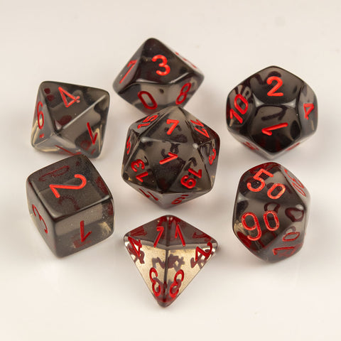 Chessex Translucent Polyhedral Smoke/red 7-Die Set