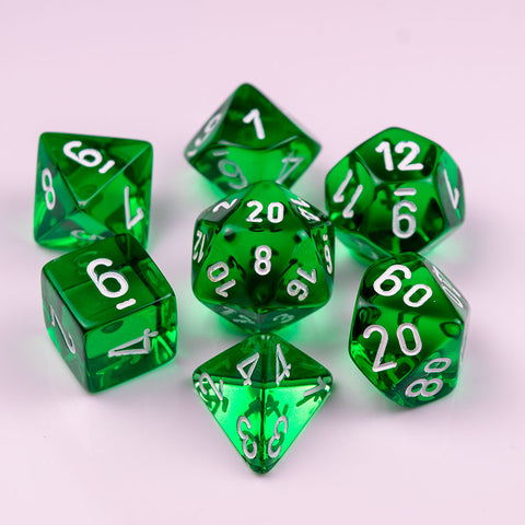 Chessex Translucent Polyhedral Green/white 7-Die Set