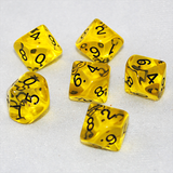 Transparent Yellow and Black 10 Sided Dice