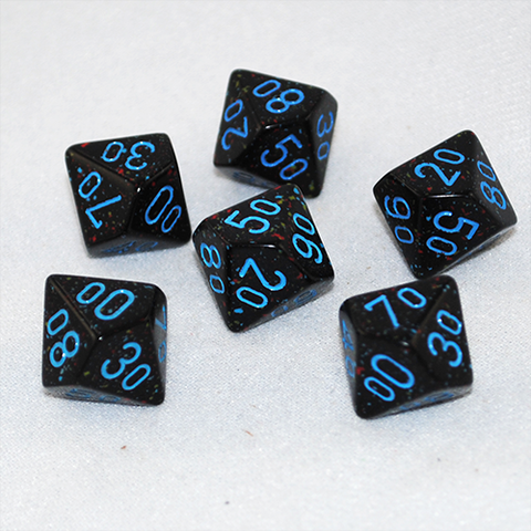 Speckled Blue Stars D100, 10 Sided Dice