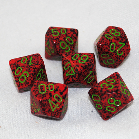 Speckled Strawberry D100, 10 Sided Dice