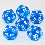 Transparent Blue and White 20 Sided Dice