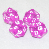 Transparent Orchid and White 20 Sided Dice