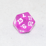 Transparent Orchid and White 20 Sided Dice