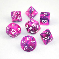 Set of 7 Chessex Festive Violet/White RPG Dice