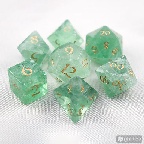 Green Fluorite Dice Set of Intellect