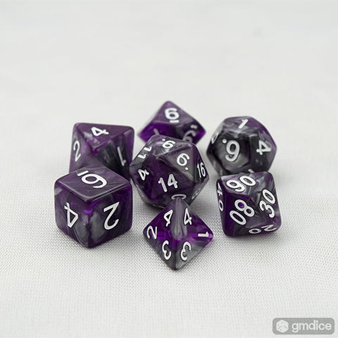 Silver-Purple Alloy RPG Dice Set