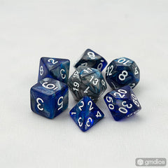 Silver-Blue Alloy RPG Dice Set