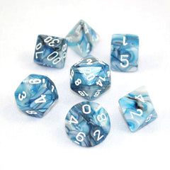 Set of 7 Chessex Lustrous Slate/White RPG Dice