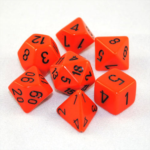 Chessex Opaque Polyhedral Orange/black 7-Die Set